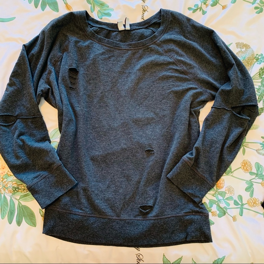 Z by Zella Gray Distressed Sweatshirt